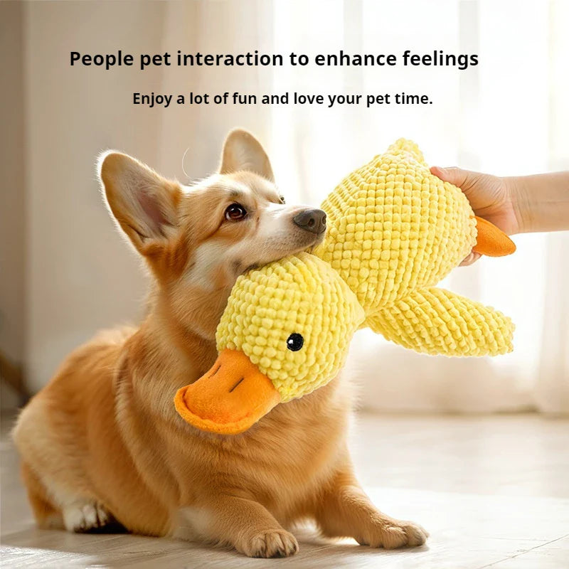 KFX-5914429 Plush Calming Duck Toy for Dogs - Squeaky Chew Pillow for Puppies and Teeth Cleaning