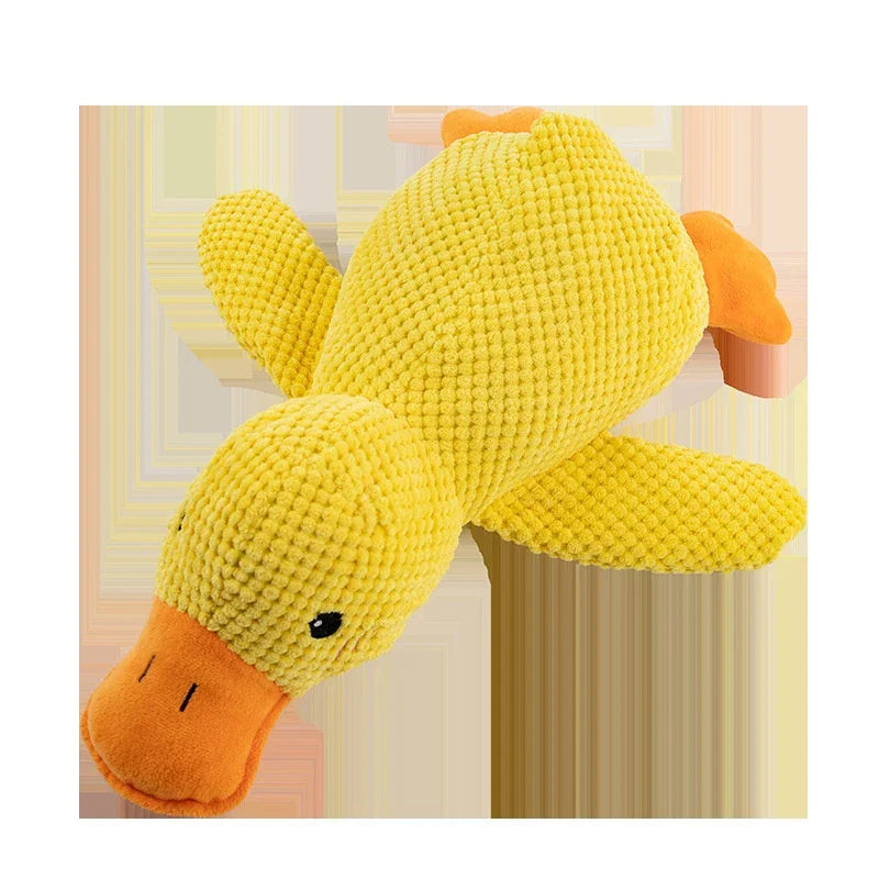 KFX-5914429 Plush Calming Duck Toy for Dogs - Squeaky Chew Pillow for Puppies and Teeth Cleaning