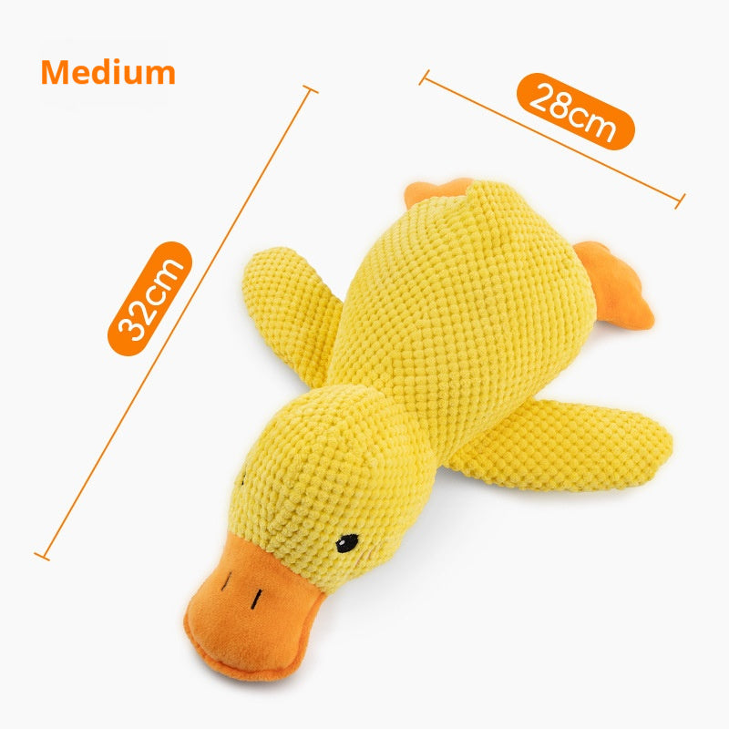 KFX-5914429 Plush Calming Duck Toy for Dogs - Squeaky Chew Pillow for Puppies and Teeth Cleaning