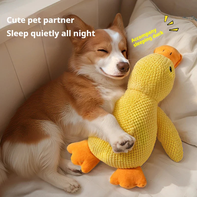 KFX-5914429 Plush Calming Duck Toy for Dogs - Squeaky Chew Pillow for Puppies and Teeth Cleaning
