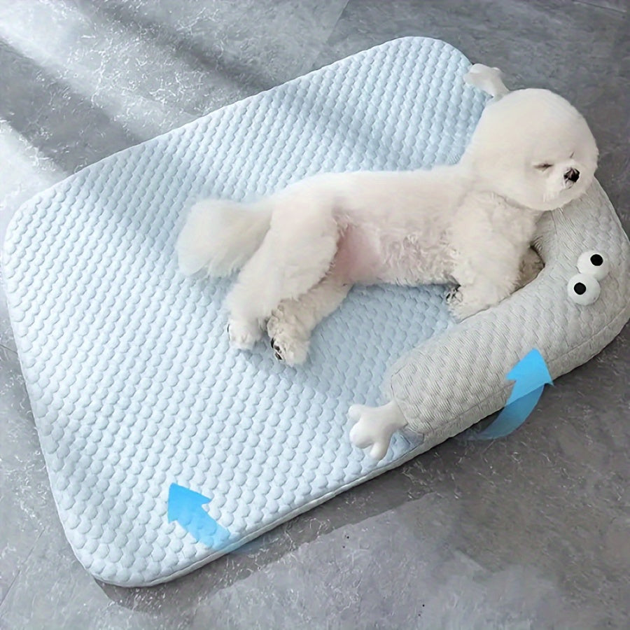KFX-5918013 Big-Eyed Monster Design Breathable Pet Bed for Dogs and Cats - Non-Slip Summer Sleeping Pad for Home and Outdoor