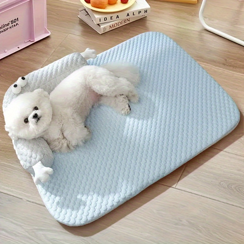 KFX-5918013 Big-Eyed Monster Design Breathable Pet Bed for Dogs and Cats - Non-Slip Summer Sleeping Pad for Home and Outdoor