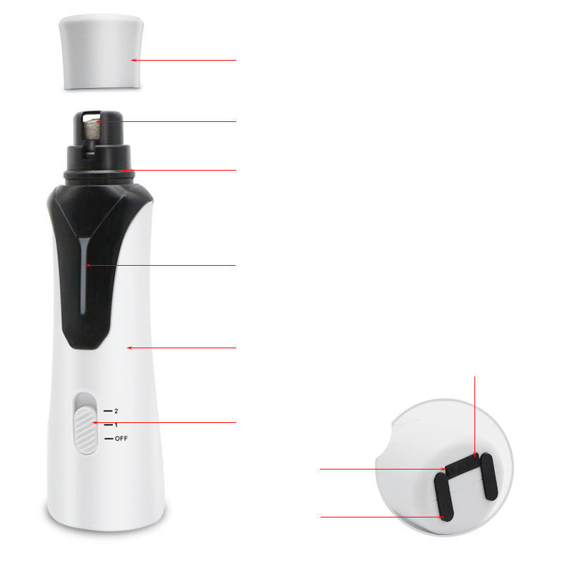 KFX-5918525 High-Power Electric Nail Polisher for Dogs and Cats - Rechargeable, Quiet Operation, Lightweight Design