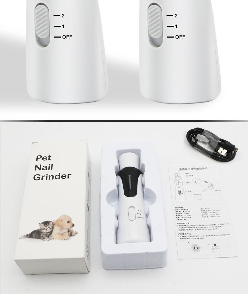 KFX-5918525 High-Power Electric Nail Polisher for Dogs and Cats - Rechargeable, Quiet Operation, Lightweight Design
