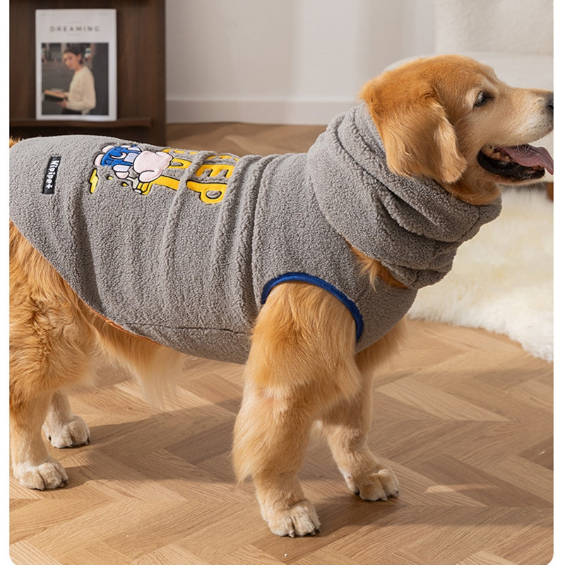 KFX-5919293 Warm Sherpa Vest for Large & Medium Dogs - Beige with Bear Pattern