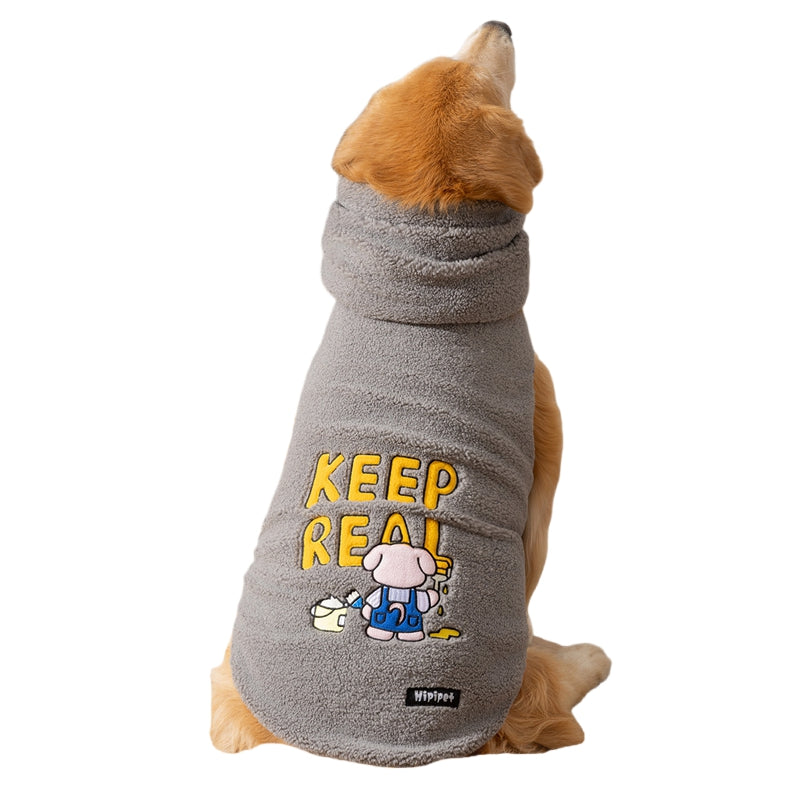 KFX-5919293 Warm Sherpa Vest for Large & Medium Dogs - Beige with Bear Pattern