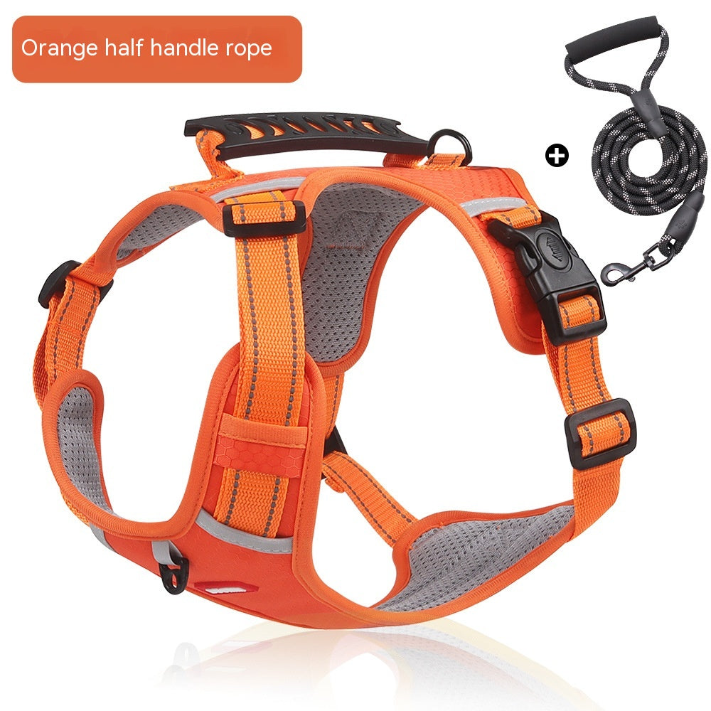 KFX-5919805 Reflective Vest-style Pet Harness with Explosion-proof Rope - 1.5M OxforD Cloth - Multiple Color Options