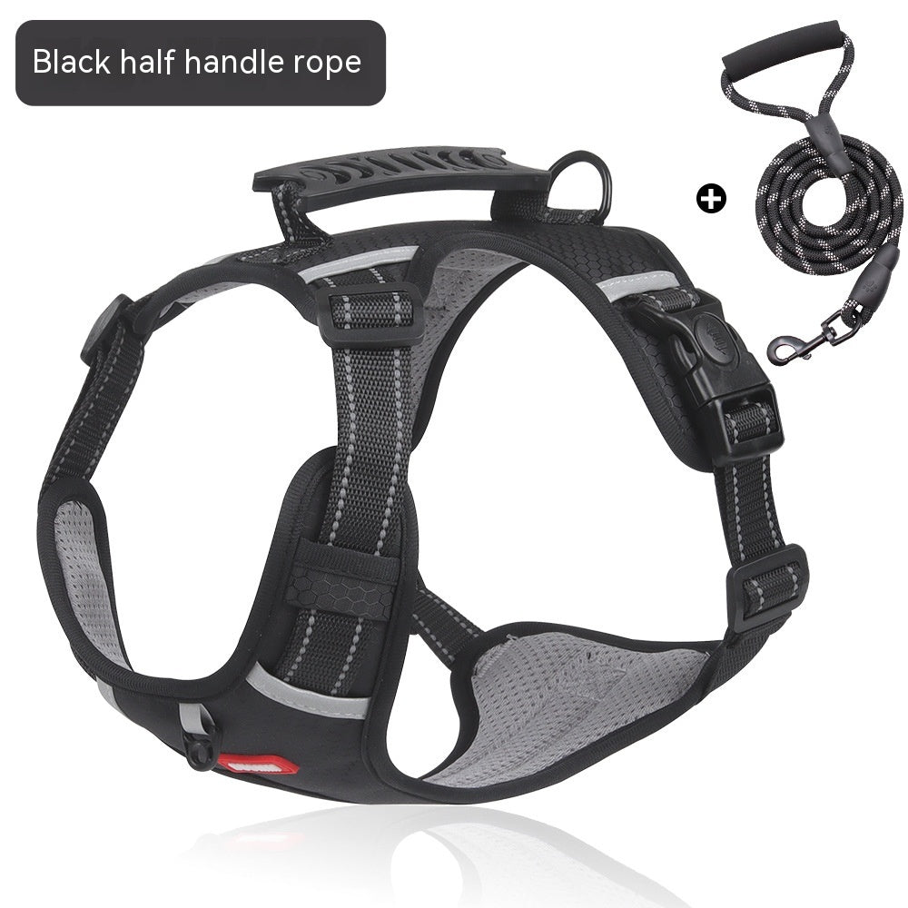 KFX-5919805 Reflective Vest-style Pet Harness with Explosion-proof Rope - 1.5M OxforD Cloth - Multiple Color Options