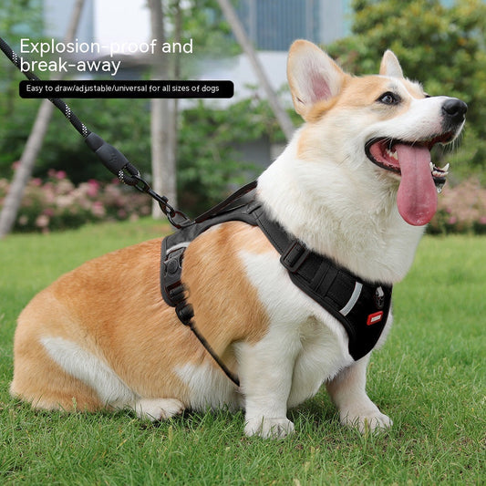 KFX-5919805 Reflective Vest-style Pet Harness with Explosion-proof Rope - 1.5M OxforD Cloth - Multiple Color Options