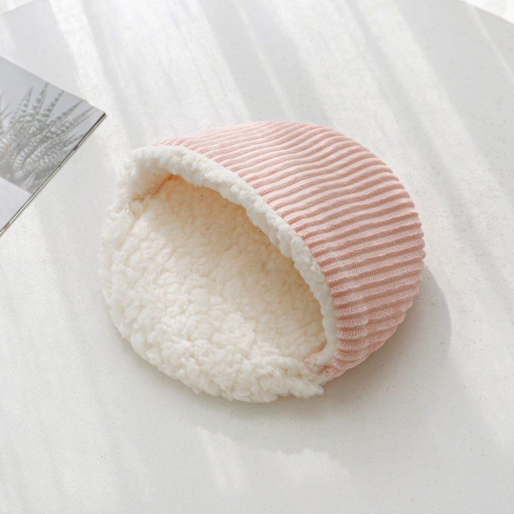 KFX-5920573 Warm Corduroy Cotton Velvet Hamster Nest Pet Bed in Pink, Blue, and Green - Small and Large Sizes Available