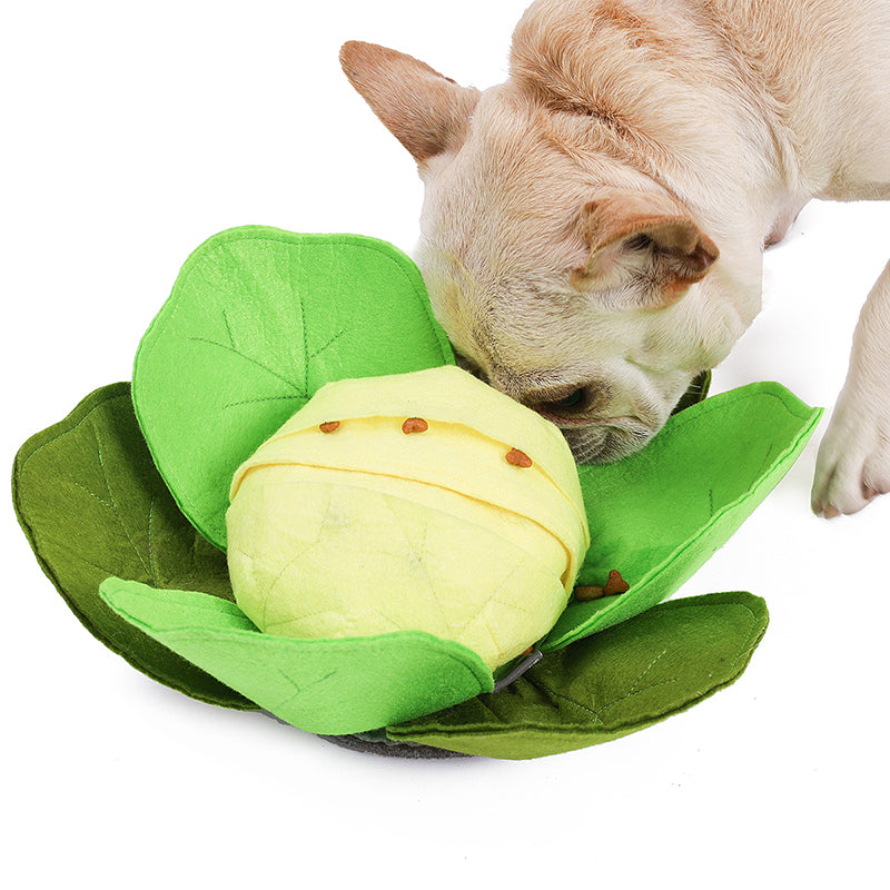 KFX-5921341 Cabbage Sniffing Toy for Dogs - Felt Cloth Puzzle Bowl for Training and Companionship
