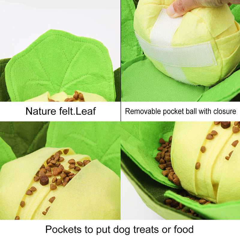 KFX-5921341 Cabbage Sniffing Toy for Dogs - Felt Cloth Puzzle Bowl for Training and Companionship