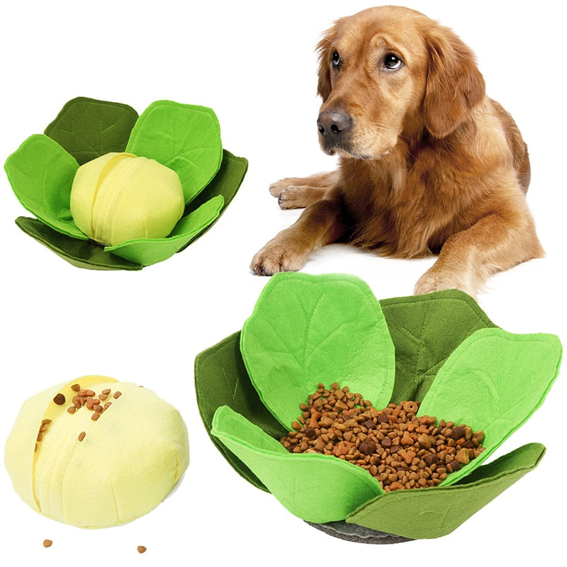 KFX-5921341 Cabbage Sniffing Toy for Dogs - Felt Cloth Puzzle Bowl for Training and Companionship