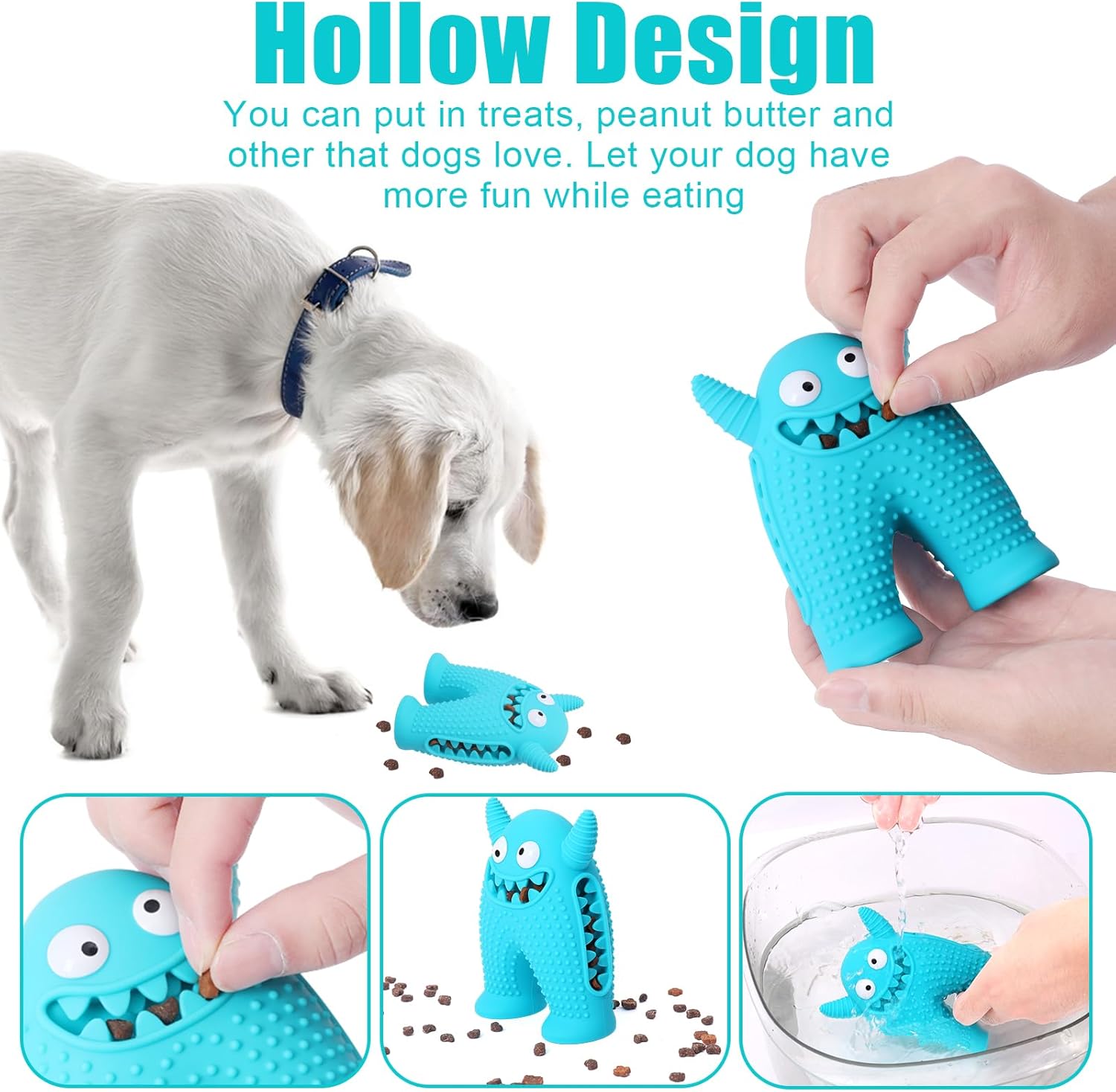 KFX-5921981 Durable Monster-Shaped Chew Toy for Aggressive Small Dogs with Teeth-Cleaning Slots