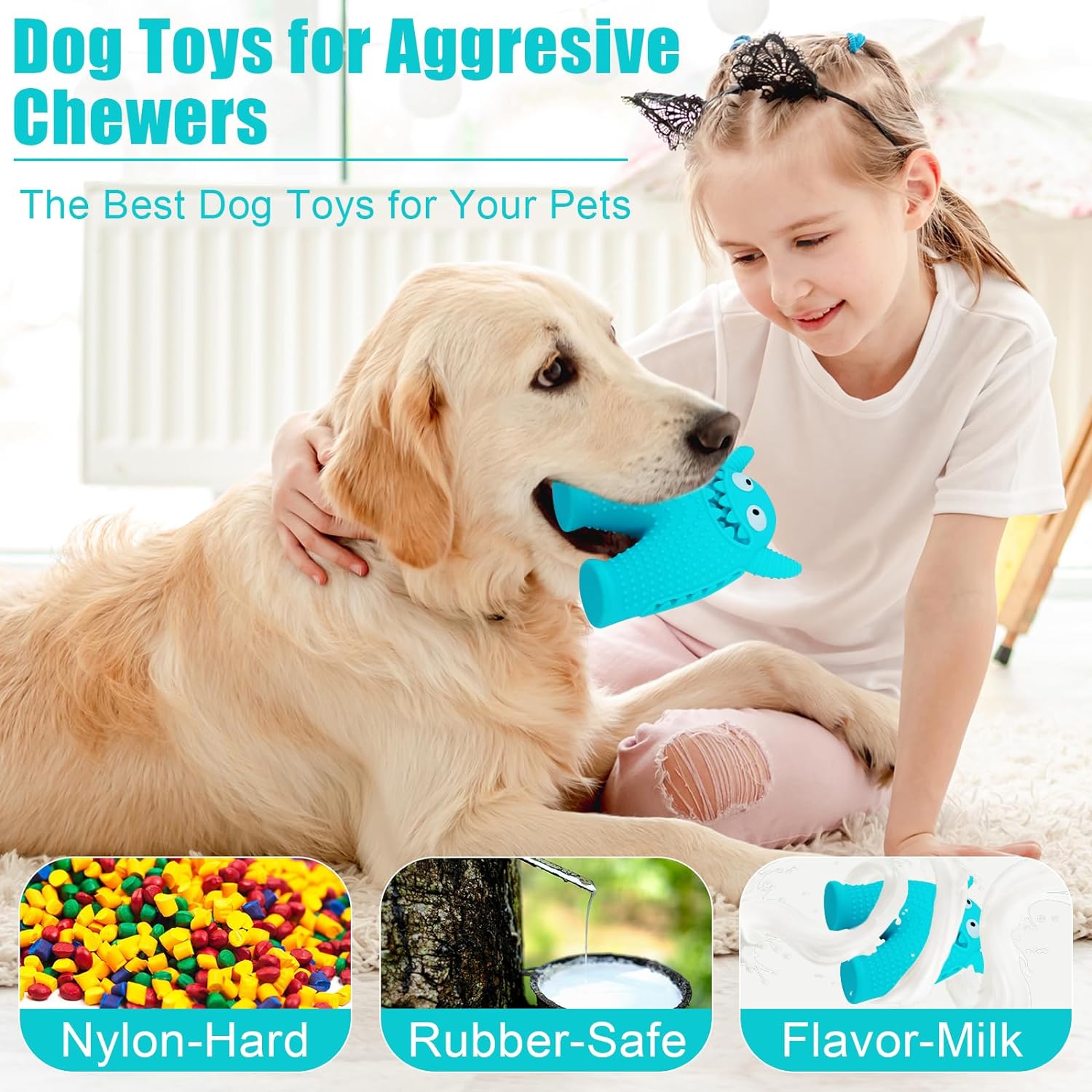 KFX-5921981 Durable Monster-Shaped Chew Toy for Aggressive Small Dogs with Teeth-Cleaning Slots