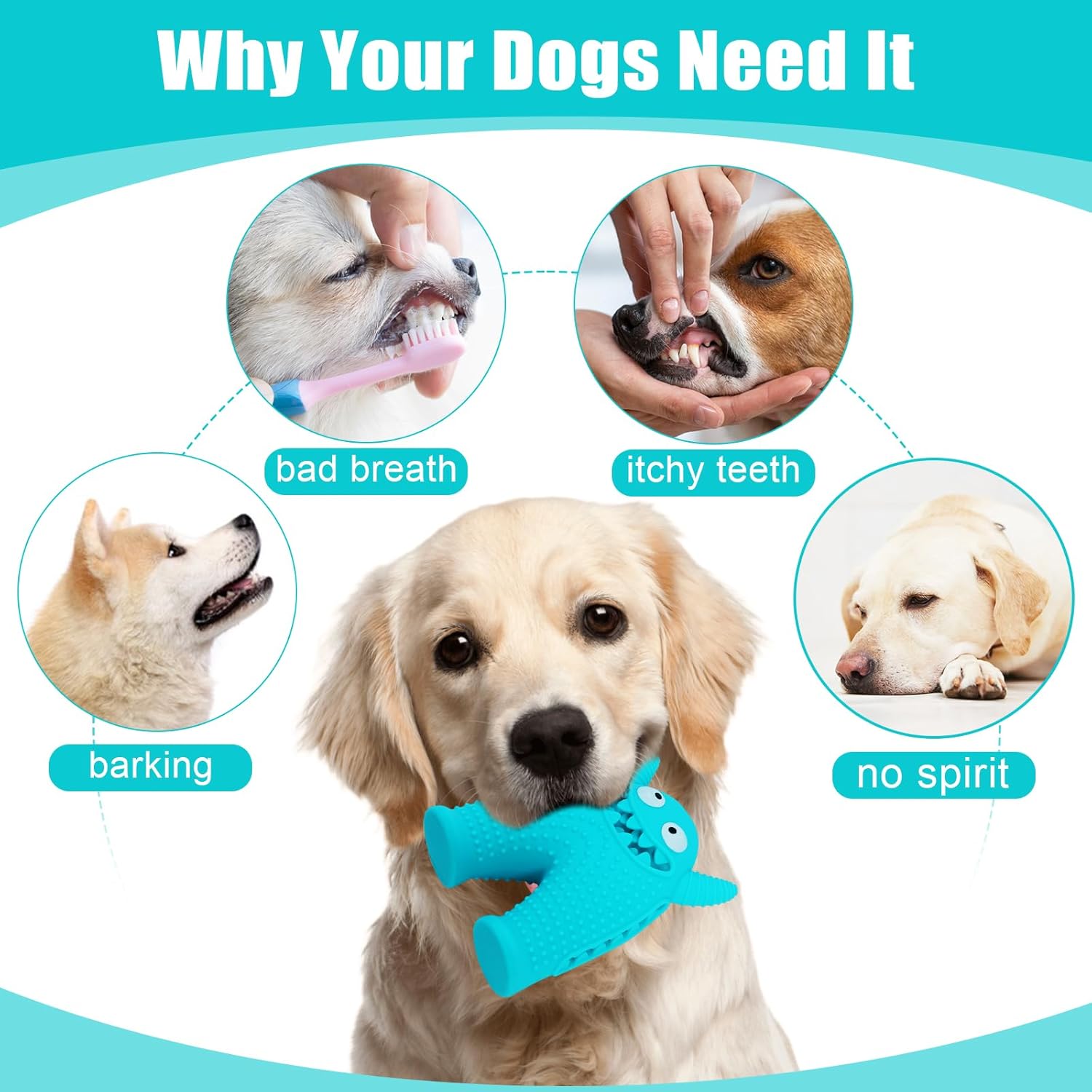 KFX-5921981 Durable Monster-Shaped Chew Toy for Aggressive Small Dogs with Teeth-Cleaning Slots