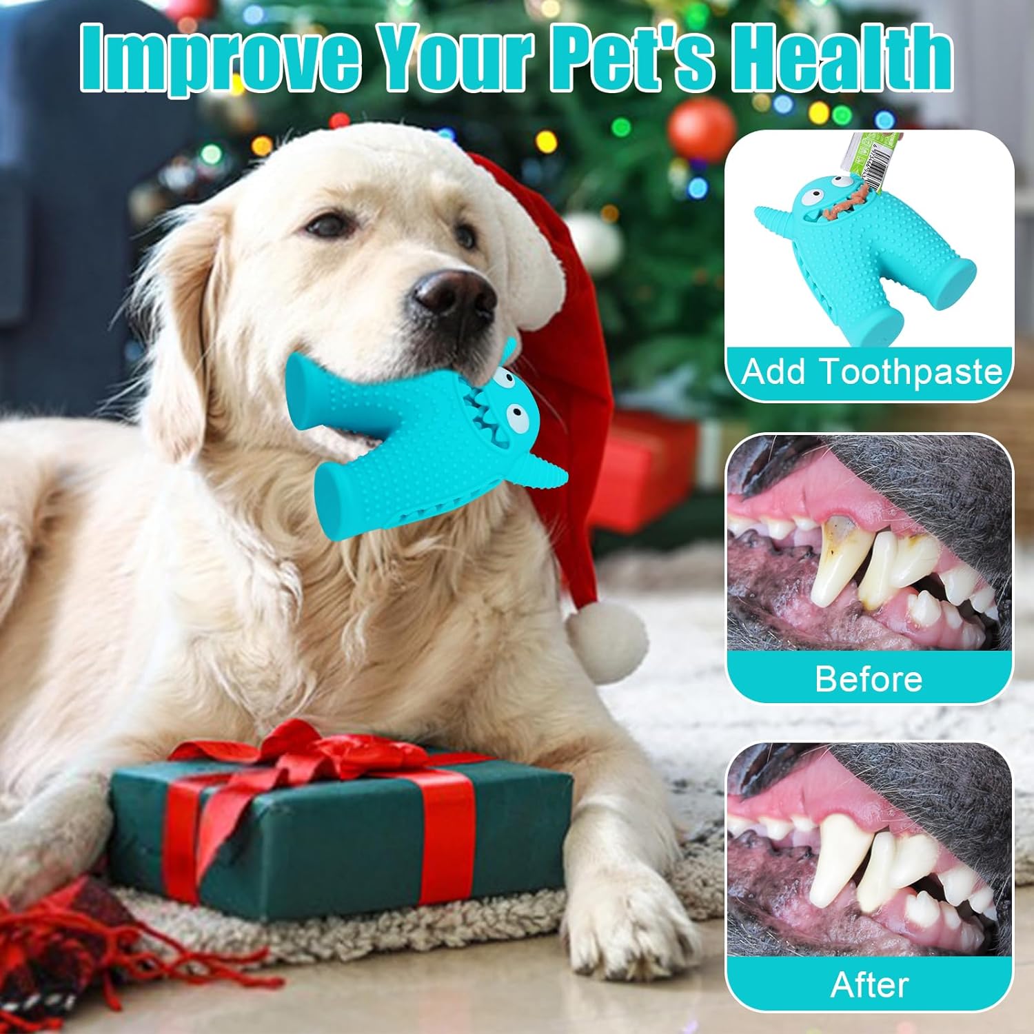 KFX-5921981 Durable Monster-Shaped Chew Toy for Aggressive Small Dogs with Teeth-Cleaning Slots