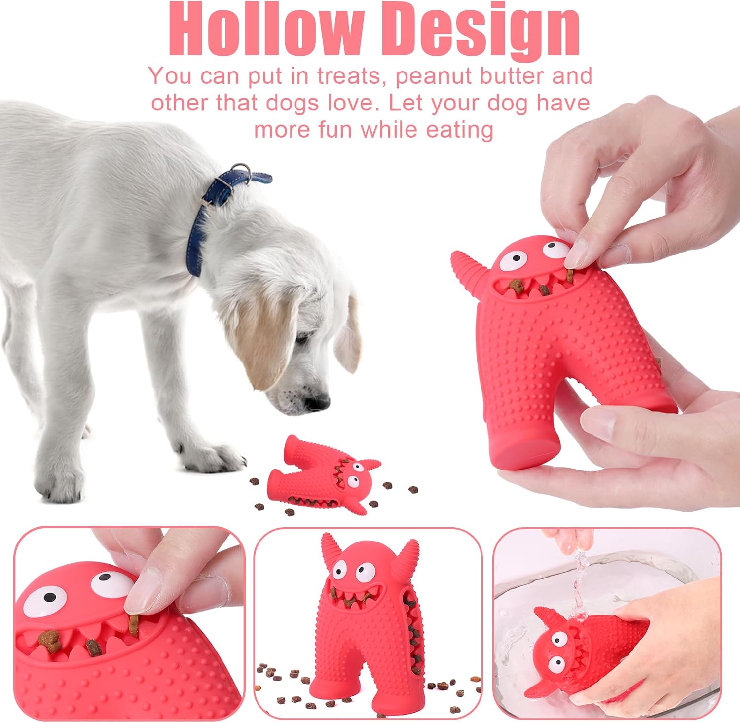 KFX-5921981 Durable Monster-Shaped Chew Toy for Aggressive Small Dogs with Teeth-Cleaning Slots