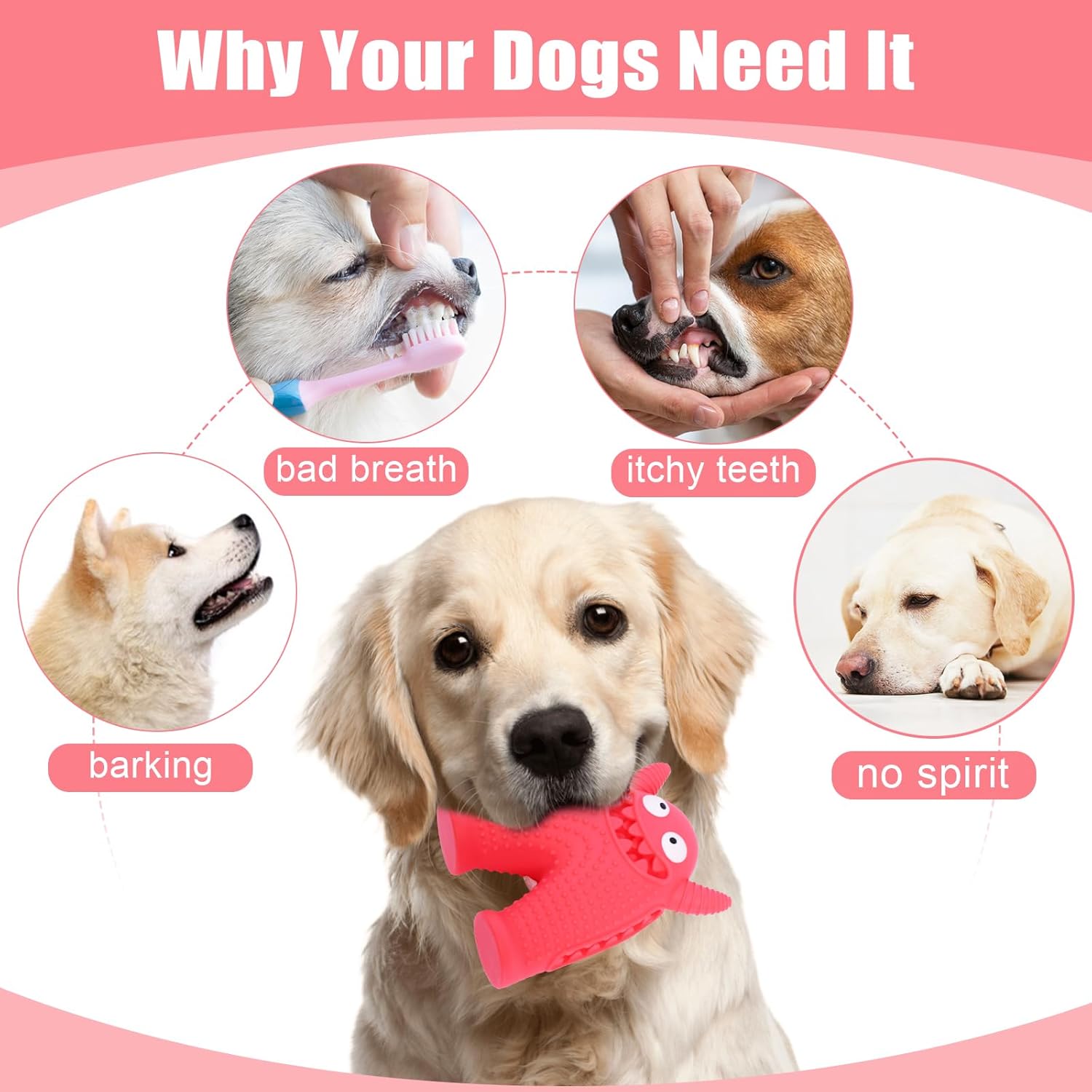 KFX-5921981 Durable Monster-Shaped Chew Toy for Aggressive Small Dogs with Teeth-Cleaning Slots