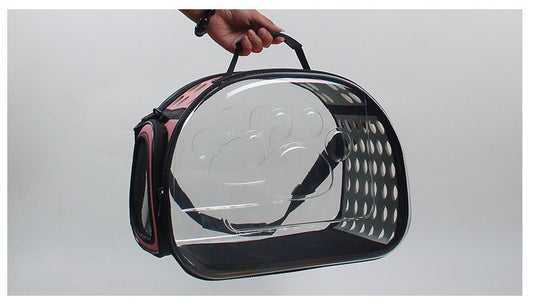 KFX-5922749 Portable Transparent Cat and Dog Backpack - Breathable, Foldable Pet Carrier with Four-Sided Mesh Panels, Small and Large Sizes Available