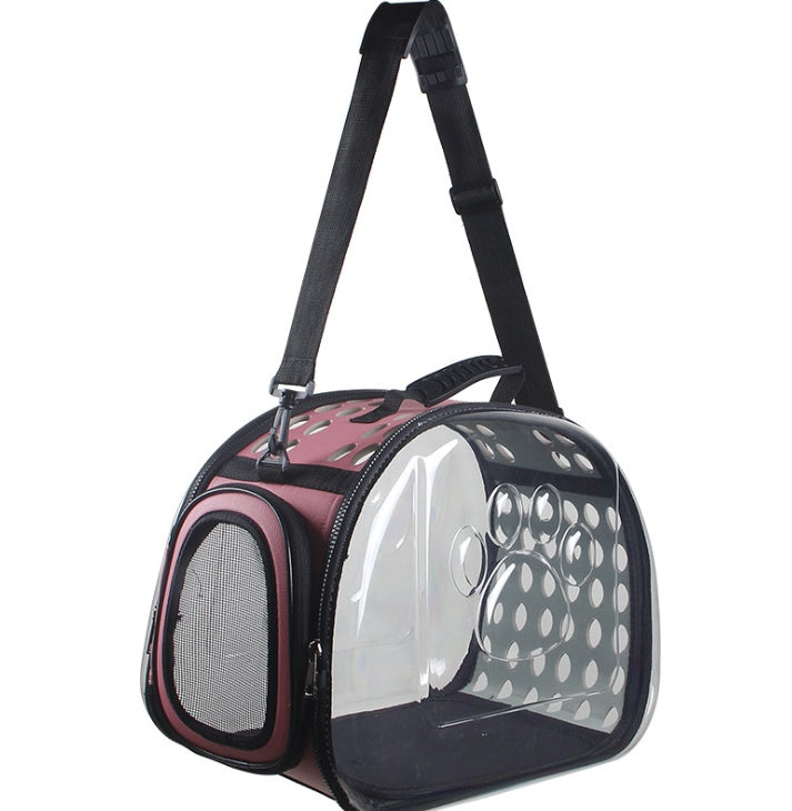 KFX-5922749 Portable Transparent Cat and Dog Backpack - Breathable, Foldable Pet Carrier with Four-Sided Mesh Panels, Small and Large Sizes Available