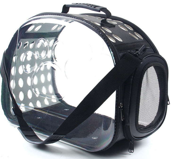 KFX-5922749 Portable Transparent Cat and Dog Backpack - Breathable, Foldable Pet Carrier with Four-Sided Mesh Panels, Small and Large Sizes Available