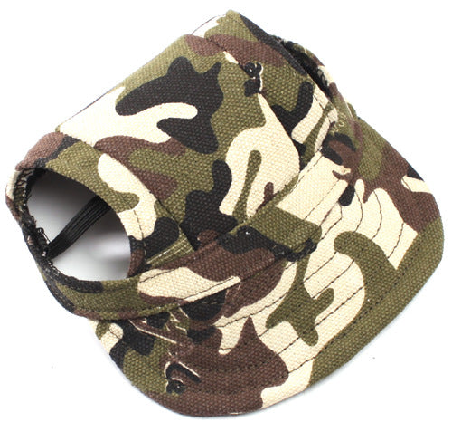 KFX-5922877 Camouflage Canvas Dog Sun Hat - Leisure Baseball Cap for Pets