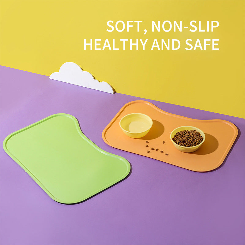 KFX-5923773 Waterproof Non-Slip Silicone Dog and Cat Feeding Mat with Raised Edges for Food and Water Bowls