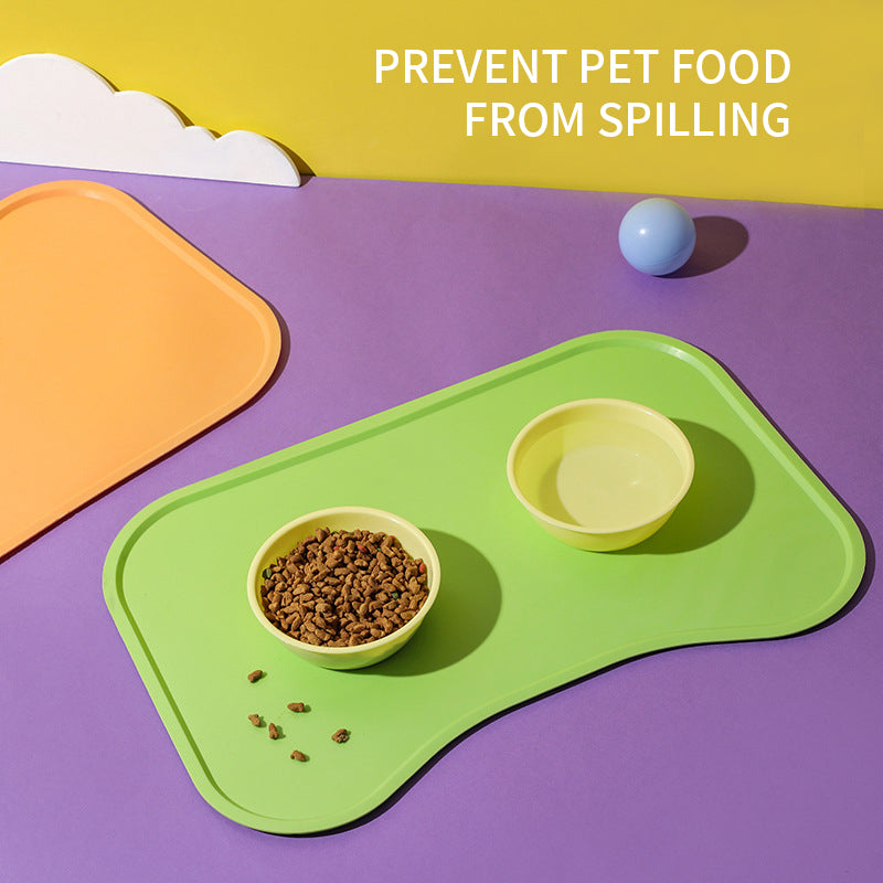 KFX-5923773 Waterproof Non-Slip Silicone Dog and Cat Feeding Mat with Raised Edges for Food and Water Bowls