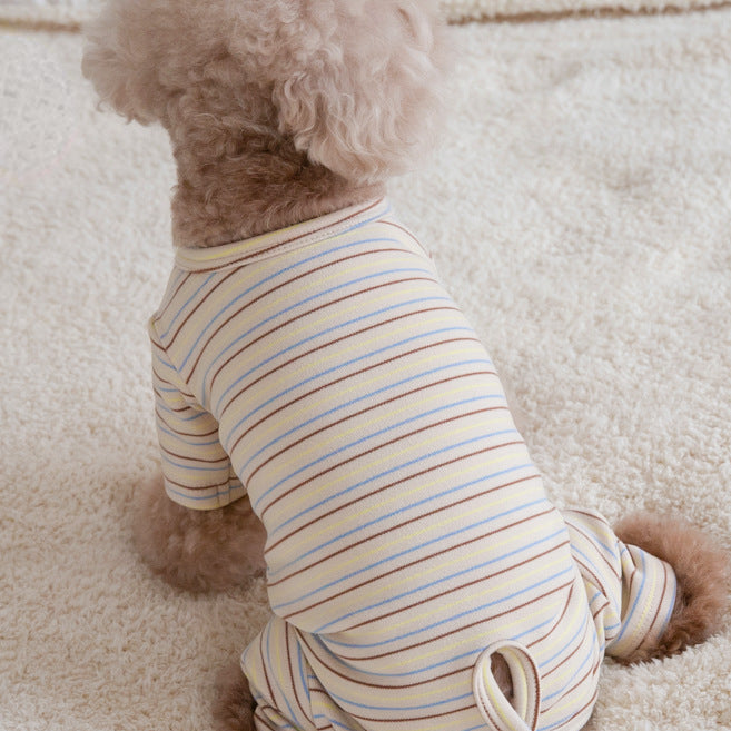 KFX-5924669 Fashion Minimalist Striped Pet Dog Clothing in Apricot, Orange, and Green