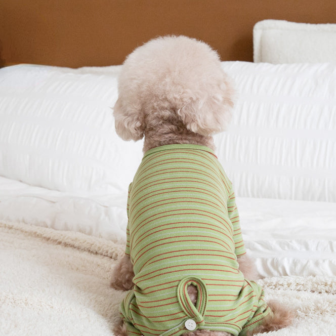 KFX-5924669 Fashion Minimalist Striped Pet Dog Clothing in Apricot, Orange, and Green