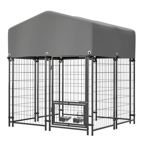 KFX-5925949 Heavy Duty Outdoor Dog Kennel with Roof - All-Weather Protection, Safe Lock Design, 4.23'x3.83'x4.83' Size