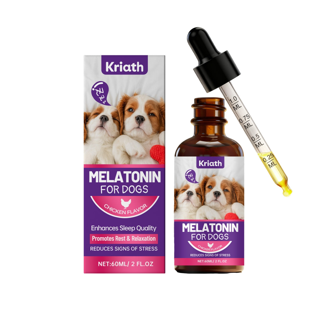 KFX-5926333 Dog Soothing Melatonin Drops with L-Theanine and Chamomile for Relaxation