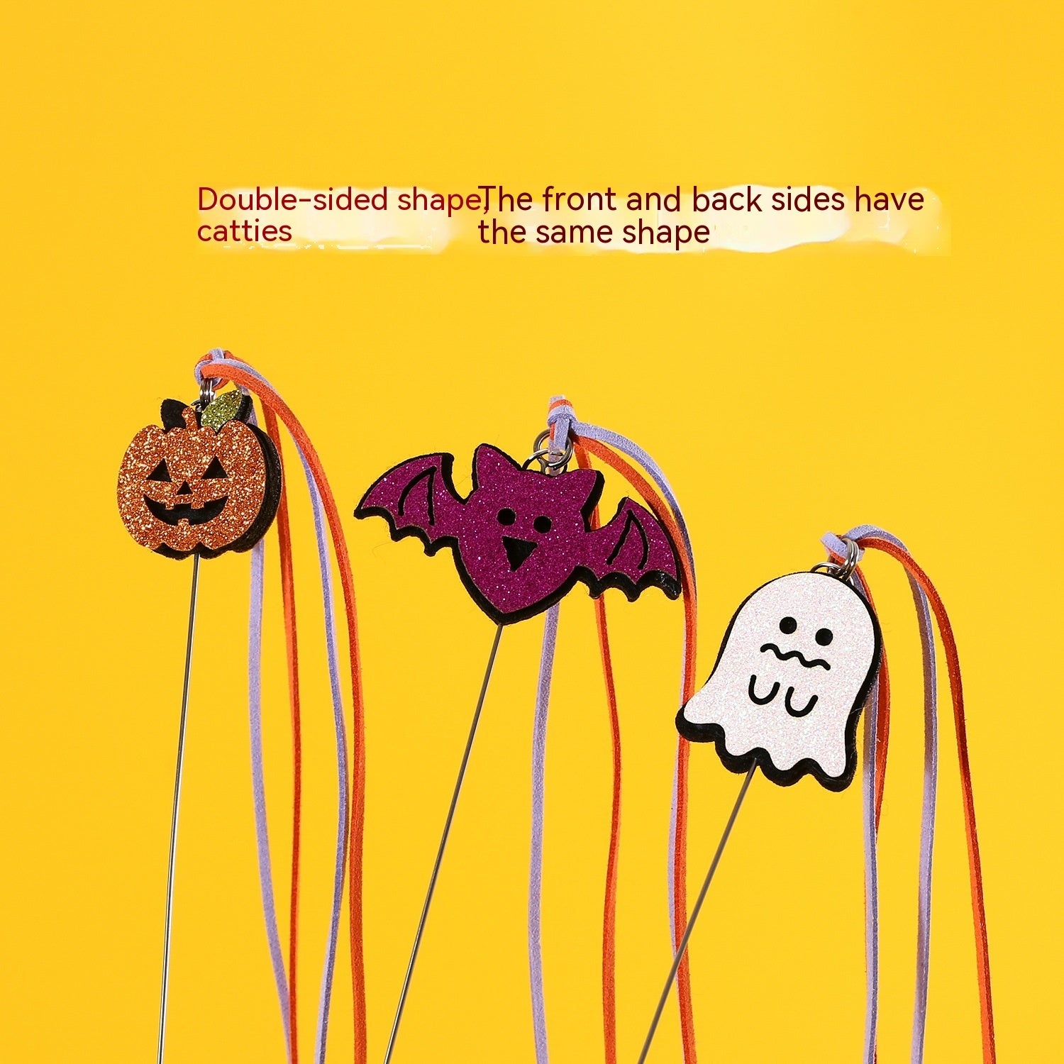 KFX-5927101 Halloween Cat Interactive Teaser Toy with Sounding Bell - Pumpkin, Bat, Ghost Designs