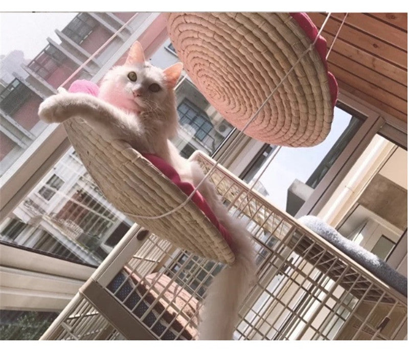 KFX-5927869 Cat Climbing Frame with Hammock and Storage - Medium Scratching Tree and Jumping Platform