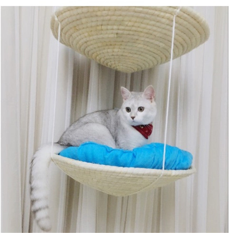 KFX-5927869 Cat Climbing Frame with Hammock and Storage - Medium Scratching Tree and Jumping Platform
