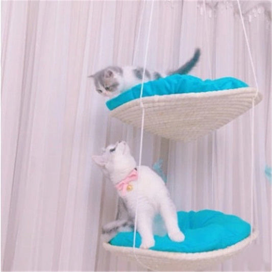 KFX-5927869 Cat Climbing Frame with Hammock and Storage - Medium Scratching Tree and Jumping Platform
