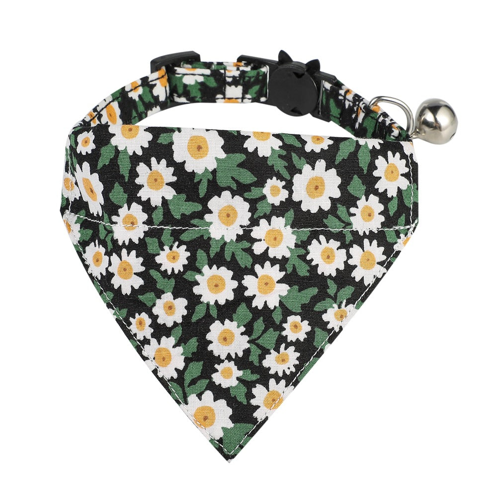 KFX-5928253 Floral Cotton Cat Collar with Detachable Bow and Bell - Multiple Colors Available