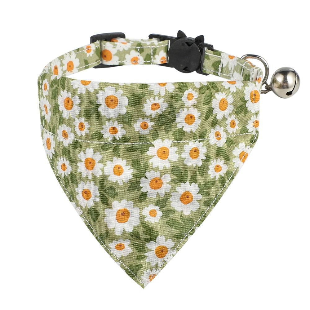 KFX-5928253 Floral Cotton Cat Collar with Detachable Bow and Bell - Multiple Colors Available