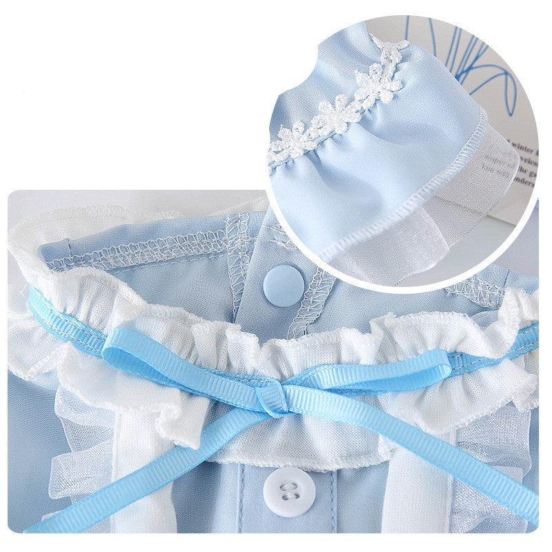 KFX-5928509 Thin Cat Princess Dress for Small Dogs - Polyester, Black and Blue Options Available