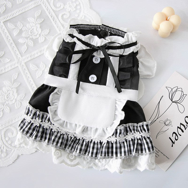 KFX-5928509 Thin Cat Princess Dress for Small Dogs - Polyester, Black and Blue Options Available