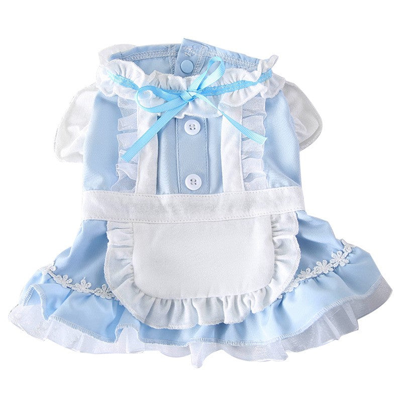 KFX-5928509 Thin Cat Princess Dress for Small Dogs - Polyester, Black and Blue Options Available
