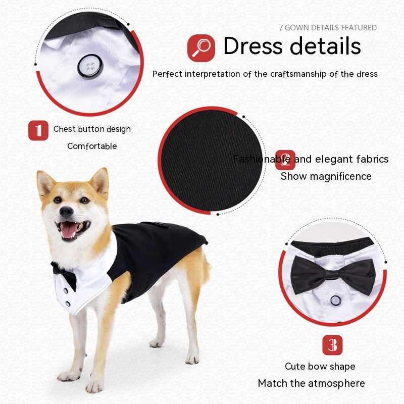 KFX-5928637 Elegant Dog Attire for Weddings and Parties – Black and Gray Plaid, Multiple Sizes Available