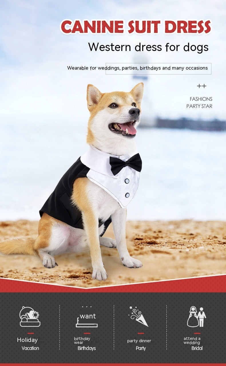 KFX-5928637 Elegant Dog Attire for Weddings and Parties – Black and Gray Plaid, Multiple Sizes Available