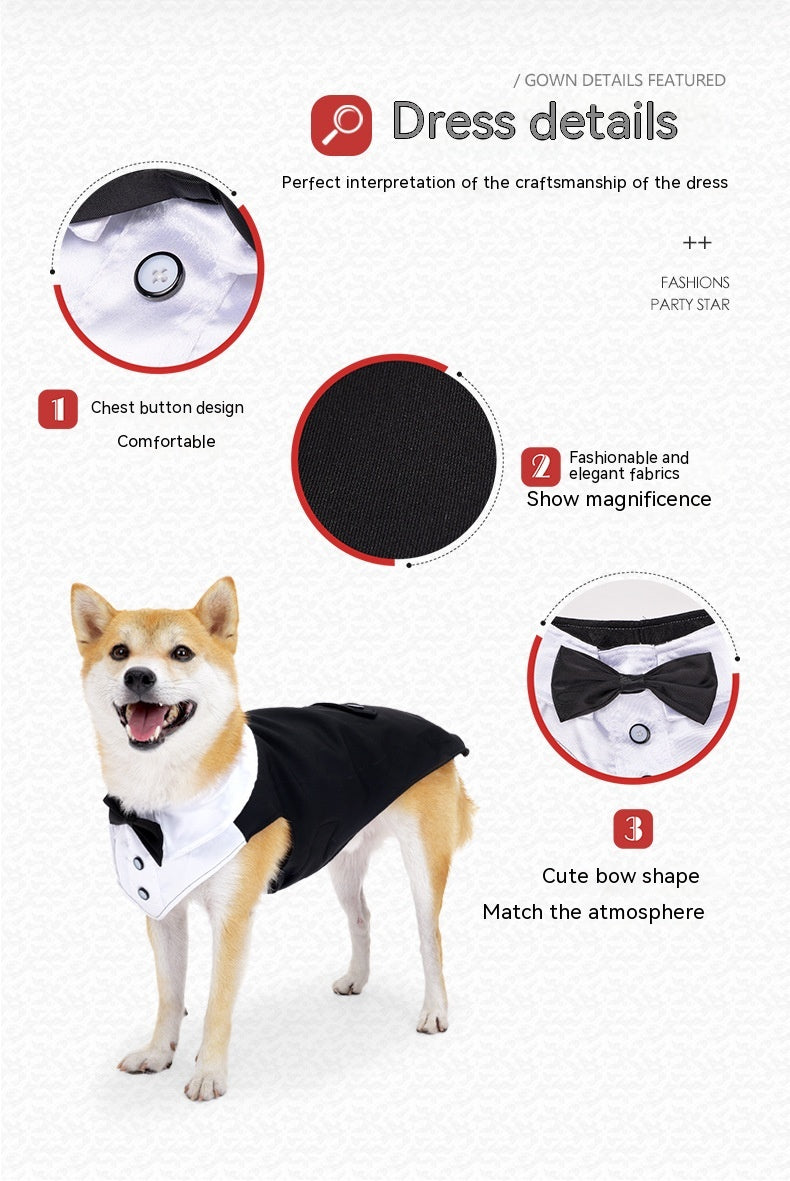 KFX-5928637 Elegant Dog Attire for Weddings and Parties – Black and Gray Plaid, Multiple Sizes Available