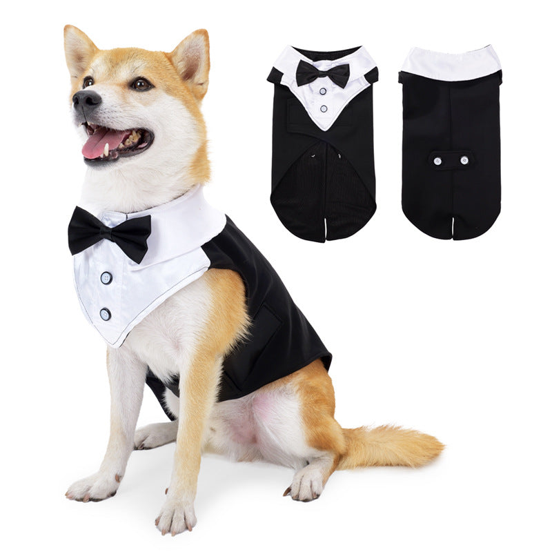 KFX-5928637 Elegant Dog Attire for Weddings and Parties – Black and Gray Plaid, Multiple Sizes Available