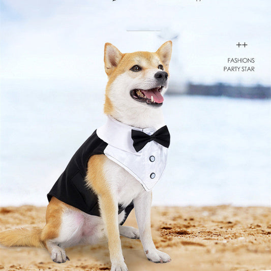 KFX-5928637 Elegant Dog Attire for Weddings and Parties – Black and Gray Plaid, Multiple Sizes Available