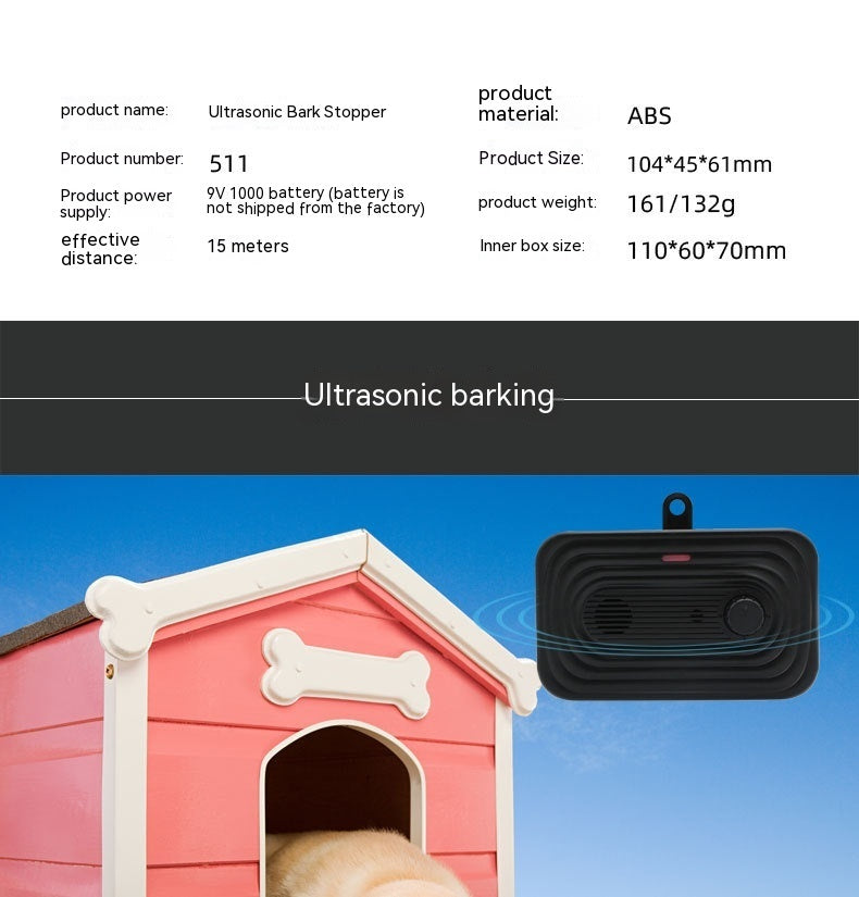 KFX-5929533 Outdoor Waterproof Ultrasonic Dog Bark Stopper, Automatic, Black Plastic