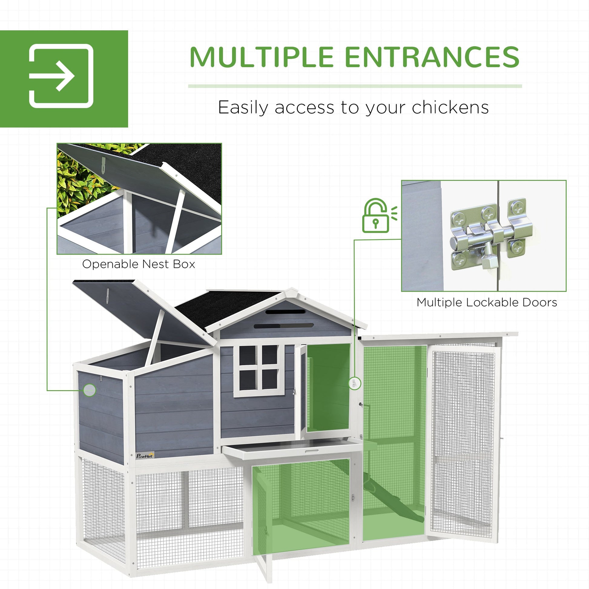 KFX-5929917 Spacious Chicken Coop with Nesting Boxes and Durable Weather-Resistant Design