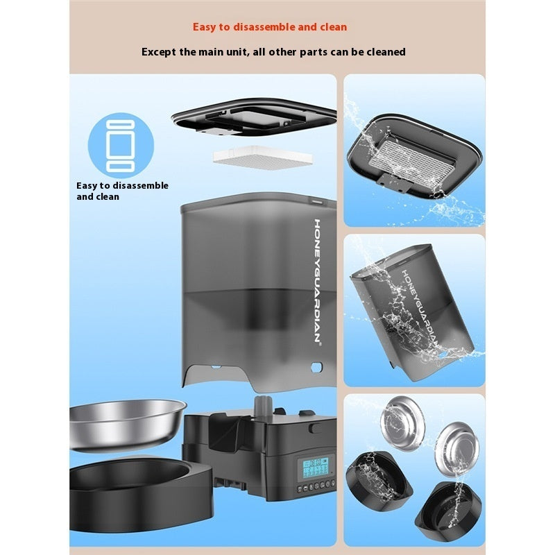 KFX-5930045 Automatic Pet Feeder for Cats - 3.5L and 5L Options with Double and Single Bowls